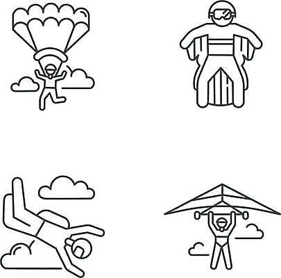 EPS 해외이미지 편집 디자인 선 스포츠 여행 포즈 컨셉 날개 일러스트 장난 하늘 사람 정장 야외 세트 웹 도전 비행 위험 묘기 스카이다이빙 심볼 사인 그림 다이빙 윤곽 고립 얇은 타격 항목 해외일러스트 옷 인터넷 모션 수영 익스트림스포츠 수중스포츠 파일형식 벡터 수상스포츠 이미지허브