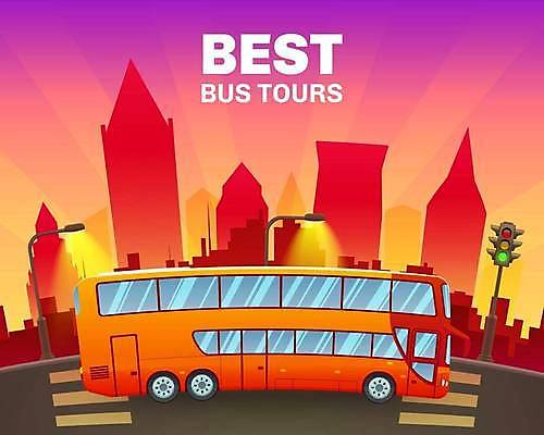 EPS 해외이미지 무료이미지 도로 여행 일러스트 버스 사람없음 건물 도시 횡단보도 신호등 버스여행 해외일러스트 건축물 길 육상교통 교통시설 대중교통 보행로 파일형식 벡터 무료콘텐츠 이미지허브