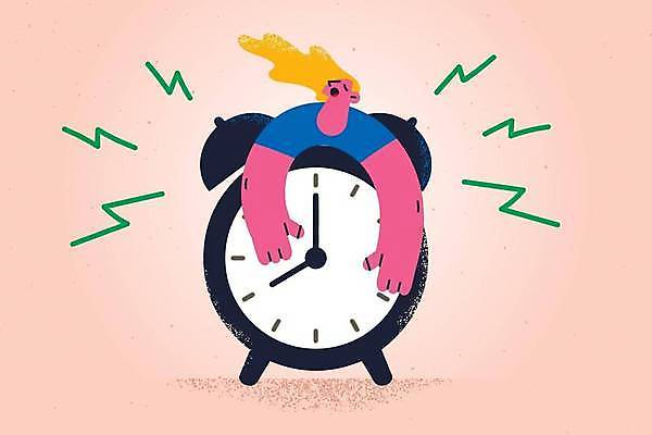 EPS 해외이미지 여자 일러스트 매달리기 한명 상반신 성인 알림 탁상시계 성인여자한명만 해외일러스트 1 시계 모션 사람 여자한명만 성인여자만 파일형식 벡터 이미지허브