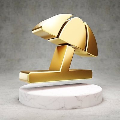 JPG 해외이미지 일러스트 사람없음 3D 디지털 금색 파라솔 황금 심볼 광택 해외일러스트 컬러 디지털합성 파일형식 이미지허브