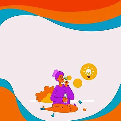 EPS 해외이미지 전신 여자 백그라운드 일러스트 비즈니스 전구 아이디어 한명 들기 성인 주황색 풀잎 비눗방울 불기 성인여자한명만 카피스페이스 해외일러스트 1 컬러 컨셉 잎 모션 사람 공백 풀_식물 여자한명만 성인여자만 파일형식 벡터 이미지허브