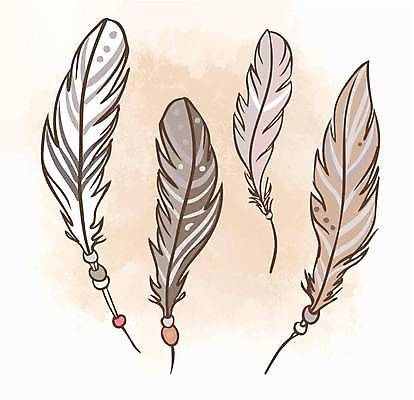 EPS 해외이미지 일러스트 사람없음 장식 라인아트 깃털 베이지색 보헤미아 히피 해외일러스트 선 컬러 파일형식 벡터 이미지허브