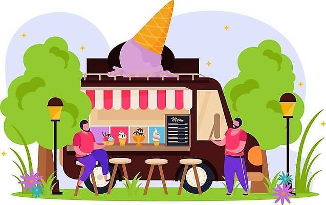 EPS 해외이미지 나무 무료이미지 공원 남자 가로등 의자 일러스트 아이스크림 디저트 들기 앉기 성인 두명 고객 아이스크림차 푸드트럭 성인남자만 해외일러스트 식물 공공시설 음식 가구 모션 사람 트럭 특수차량 아이스크림장사 남자만 성인만 파일형식 벡터 무료콘텐츠 이미지허브