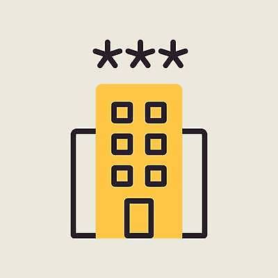 EPS 해외이미지 일러스트 호텔 사람없음 건물 노란색 심볼 별점 해외일러스트 건축물 컬러 숙소 점수 평가 파일형식 벡터 이미지허브