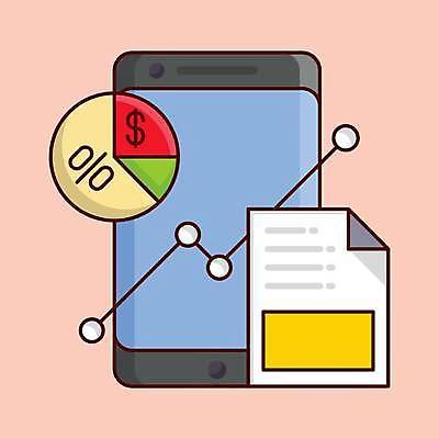 EPS 해외이미지 일러스트 모바일 그래프 사람없음 금융 스마트폰 분석 문서 해외일러스트 컨셉 경제 핸드폰 스마트기기 파일형식 벡터 이미지허브