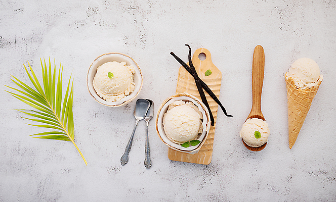 포토 JPG 해외이미지 그릇 백그라운드 잎 도마 사람없음 숟가락 달콤 시원함 질감 코코넛 아이스크림콘 바닐라 해외포토 식물 식기 과일 주방용품 수저 맛 콘 파일형식 이미지허브