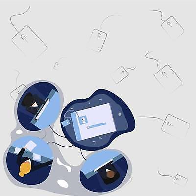 EPS 해외이미지 여자 남자 백그라운드 일러스트 프레임 성인 마우스 업무 직장인 성인만 카피스페이스 해외일러스트 직업 사람 컴퓨터용품 공백 작업 파일형식 벡터 이미지허브