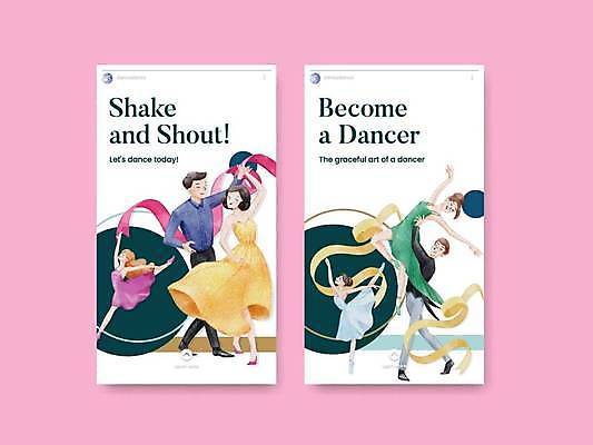 EPS 해외이미지 전신 여자 남자 리본 일러스트 팜플렛 여러명 성인 세트 흰색 춤 원형 발레리나 커플댄스 성인만 해외일러스트 도형 컬러 다수 문화예술 사람 발레 파일형식 벡터 이미지허브