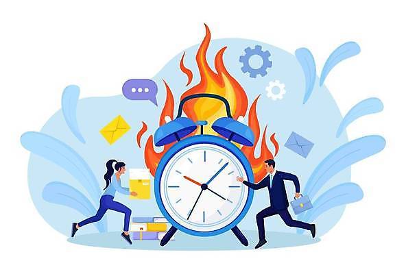 EPS 해외이미지 전신 여자 남자 일러스트 들기 성인 두명 책 달리기 시간 비즈니스맨 비즈니스우먼 탁상시계 바쁨 성인만 해외일러스트 시계 비즈니스 모션 사람 직장인 파일형식 벡터 이미지허브