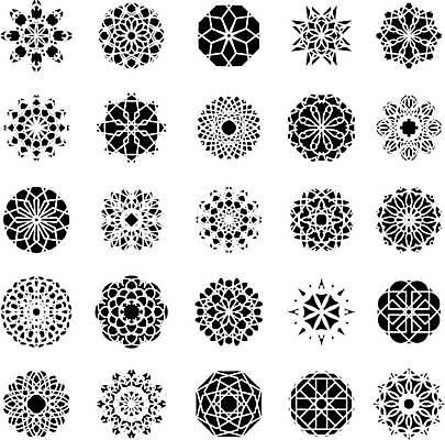 EPS 해외이미지 디자인 일러스트 추상 사람없음 세트 오리엔탈 심볼 만다라 해외일러스트 무늬 파일형식 벡터 이미지허브