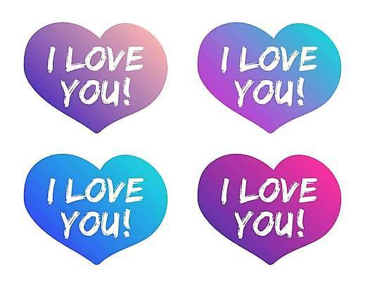 EPS 해외이미지 일러스트 발렌타인데이 사랑 사람없음 파란색 세트 보라색 하트 메시지 그라데이션 해외일러스트 모양 감정 컬러 데이이벤트 파일형식 벡터 이미지허브