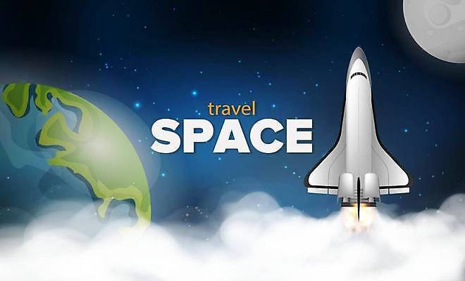 EPS 해외이미지 배너 지구 일러스트 사람없음 파란색 우주 로켓 달 우주선 우주여행 해외일러스트 자연요소 컬러 여행 파일형식 벡터 이미지허브