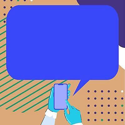 EPS 해외이미지 손 선 말풍선 일러스트 프레임 들기 신체부위 파란색 스마트폰 클릭 카피스페이스 해외일러스트 컬러 모션 사람 핸드폰 스마트기기 공백 파일형식 벡터 이미지허브