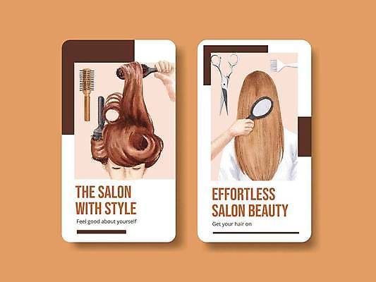 EPS 해외이미지 헤어스타일 여자 일러스트 상반신 성인 두명 갈색 머리 머리빗 이발 미용가위 스타일링 성인여자만 해외일러스트 컬러 가위_도구 사람 신체부위 미용용품 여자만 성인만 파일형식 벡터 이미지허브