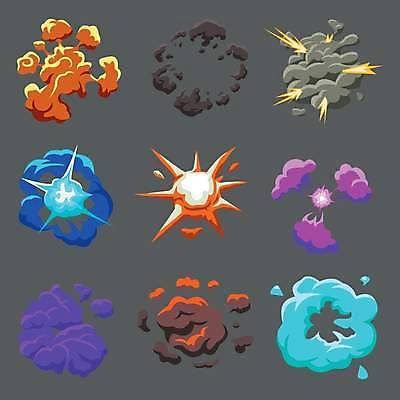 EPS 해외이미지 일러스트 사람없음 세트 게임 연기 폭발 파열 시각효과 엘리먼트 효과 해외일러스트 놀이 파일형식 벡터 이미지허브