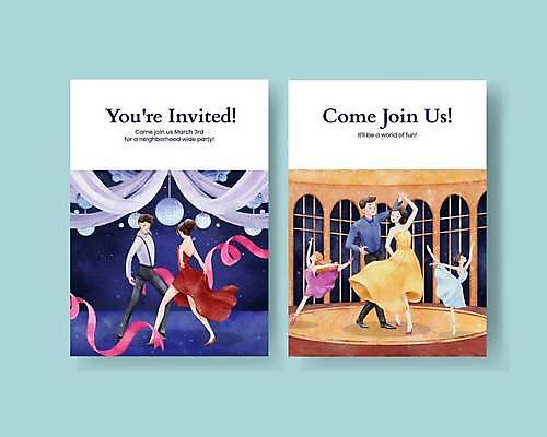 EPS 해외이미지 전신 여자 남자 리본 일러스트 팜플렛 여러명 성인 세트 무대 춤 미러볼 커플댄스 성인만 해외일러스트 다수 문화예술 사람 장식 파일형식 벡터 이미지허브