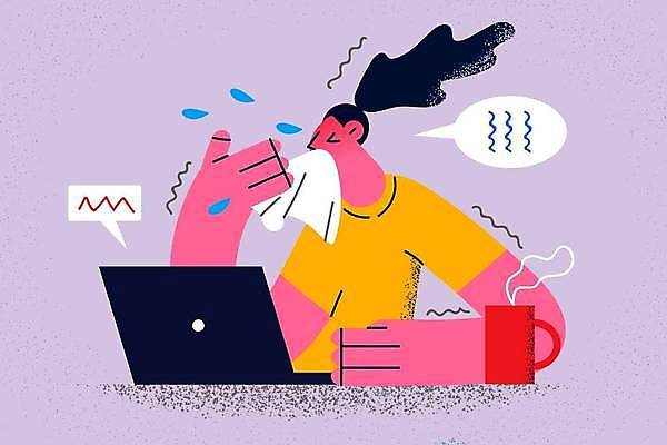 EPS 해외이미지 여자 말풍선 일러스트 피곤 한명 상반신 성인 노트북 고통 머그컵 업무 비즈니스우먼 화장지 질병 인플루엔자 증상 성인여자한명만 해외일러스트 1 감정 컨셉 비즈니스 의학 사람 컵 전자제품 작업 직장인 바이러스 여자한명만 성인여자만 파일형식 벡터 이미지허브