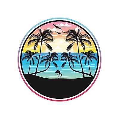 EPS 해외이미지 디자인 물결 바다 일러스트 조류 사람없음 야자수 태양 원형 플라밍고 심볼 해외일러스트 자연요소 도형 나무 동물 파일형식 벡터 이미지허브