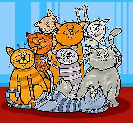 EPS 해외이미지 일러스트 앉기 사람없음 반려동물 눕기 손들기 귀여움 고양이 만세 해외일러스트 동물 컨셉 포유류 모션 파일형식 벡터 이미지허브