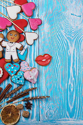 포토 JPG 해외이미지 실내 사랑 사람없음 쿠키 하트 건과일 입술모양 진저맨 진저쿠키 나무배경 해외포토 모양 감정 백그라운드 과일 디저트 건조 내부 파일형식 이미지허브