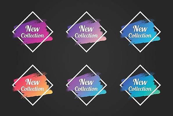 EPS 해외이미지 스티커 일러스트 붓터치 프레임 사람없음 세트 컬러풀 라벨 세일 심볼 프로모션 해외일러스트 컬러 이벤트 파일형식 벡터 이미지허브