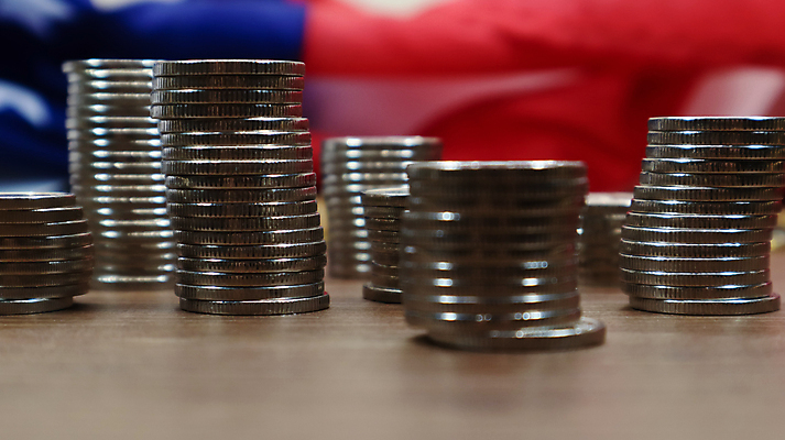 포토 JPG 해외이미지 사람없음 달러 미국 성조기 동전탑 해외포토 돈 북아메리카 쌓기 동전 국기 파일형식 이미지허브