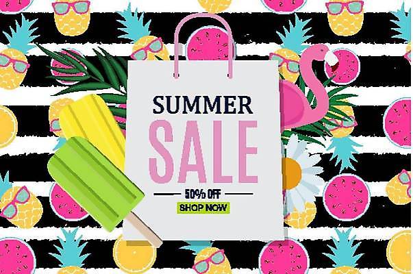 EPS 해외이미지 배너 일러스트 이벤트 사람없음 선글라스 쇼핑백 세일 줄무늬 플라밍고 가로줄 막대아이스크림 여름맞이 해외일러스트 안경 선 무늬 가방 조류 아이스크림 파일형식 벡터 여름_계절 이미지허브