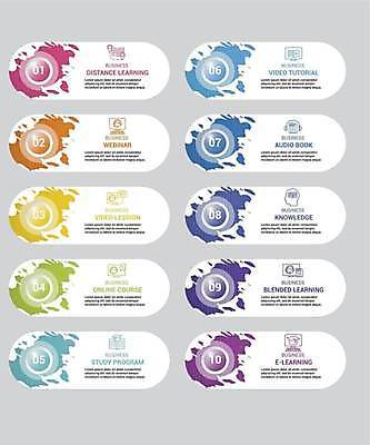 EPS 해외이미지 배너 가로배너 일러스트 비즈니스 사람없음 인포그래픽 원형 무지개색 이러닝 배너세트 해외일러스트 도형 가로 세트 컬러풀 파일형식 벡터 이미지허브