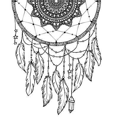 EPS 해외이미지 별 일러스트 사람없음 꿈 보석 라인아트 깃털 만다라 보헤미아 히피 드림캐쳐 해외일러스트 자연요소 선 장식 광석 파일형식 벡터 이미지허브
