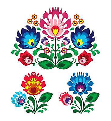 EPS 해외이미지 전통 꽃 패턴 일러스트 사람없음 컬러풀 화려 폴란드 해외일러스트 식물 유럽 컬러 컨셉 무늬 파일형식 벡터 이미지허브