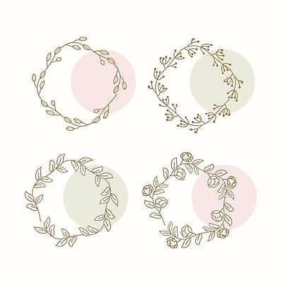 EPS 해외이미지 꽃 잎 일러스트 프레임 사람없음 세트 테두리 라인아트 꽃프레임 프레임일러스트 해외일러스트 식물 선 파일형식 벡터 이미지허브