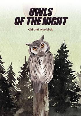 EPS 해외이미지 나무 한마리 포스터 일러스트 나뭇잎 사람없음 초록색 야간 부엉이 해외일러스트 자연요소 식물 1 컬러 잎 조류 파일형식 벡터 이미지허브