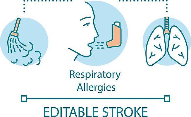 EPS 해외이미지 하늘색 일러스트 사람없음 허파 얼굴모양 호흡기질환 알레르기 증상 천식 천식흡입기 해외일러스트 모양 얼굴 파란색 의학용품 호흡기관 질병 파일형식 벡터 이미지허브