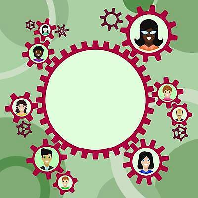 EPS 해외이미지 여자 남자 백그라운드 일러스트 프레임 여러명 성인 톱니바퀴 성인만 카피스페이스 해외일러스트 다수 사람 공백 파일형식 벡터 이미지허브