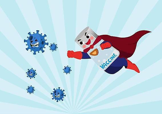 EPS 해외이미지 캐릭터 일러스트 건강 사람없음 파란색 건강관리 망토 백신 슈퍼히어로 코로나바이러스 감염예방 백신접종 델타변이바이러스 오미크론 해외일러스트 일러캐릭터 컬러 의학 관리 바이러스 사회이슈 예방 감염 영웅 접종 파일형식 벡터 이미지허브