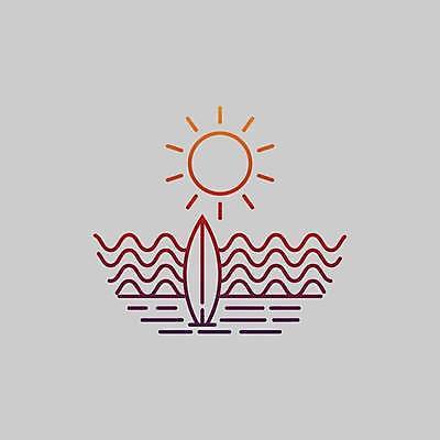 EPS 해외이미지 물결 바다 라인일러스트 일러스트 사람없음 여름 태양 서핑보드 심볼 라인아트 해외일러스트 자연요소 계절 선 보드_스포츠 파일형식 벡터 이미지허브