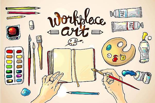 EPS 해외이미지 손 종이 일러스트 미술 신체부위 연필 붓 팔레트 오브젝트 그림 예술가 화가 해외일러스트 직업 문화예술 학용품 사람 필기구 파일형식 벡터 이미지허브