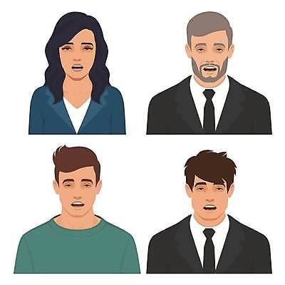 EPS 해외이미지 시선 여자 남자 일러스트 무표정 피곤 입벌림 정장 여러명 성인 슬픔 비즈니스맨 비즈니스우먼 무기력 우울증 성인만 해외일러스트 옷 감정 다수 컨셉 비즈니스 표정 사람 직장인 질병 파일형식 벡터 이미지허브