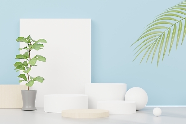 JPG 해외이미지 화분 잎 일러스트 사람없음 3D 사각형 원형 단상 해외포토 포토 도형 식물 디지털합성 파일형식 이미지허브