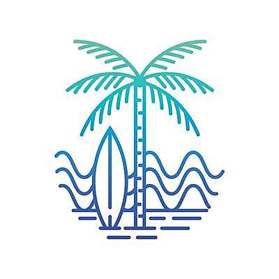 EPS 해외이미지 물결 바다 라인일러스트 일러스트 사람없음 여름 파란색 야자수 태양 서핑보드 심볼 라인아트 해외일러스트 자연요소 나무 계절 선 컬러 보드_스포츠 파일형식 벡터 이미지허브