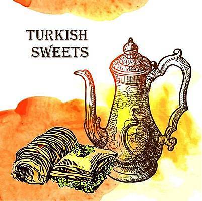 EPS 해외이미지 일러스트 디저트 사람없음 과자 달콤 찻주전자 스케치 로쿰 터키음식 바클라바 해외일러스트 음식 주전자 미술 맛 동양음식 파일형식 벡터 튀르키예 이미지허브