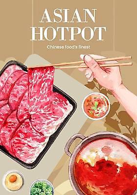 EPS 해외이미지 손 포스터 일러스트 젓가락 육류 들기 신체부위 갈색 중식 냄비 젓가락질 훠궈 해외일러스트 음식 컬러 식재료 모션 수저 사람 손짓 솥 파일형식 벡터 이미지허브