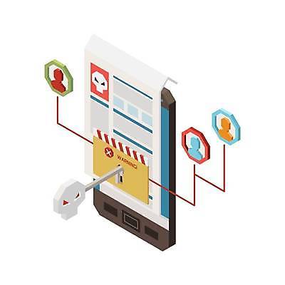 EPS 해외이미지 일러스트 열쇠 사람모양 경고 사람없음 스마트폰 위험 보안 아이소메트릭 해킹 개인정보 사이버범죄 에러 인터넷보안 해외일러스트 모양 컨셉 안전 핸드폰 스마트기기 정보 범죄 파일형식 벡터 이미지허브