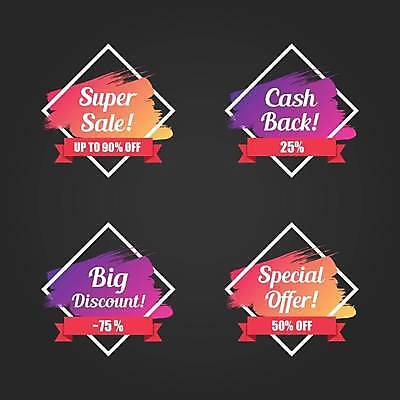 EPS 해외이미지 스티커 일러스트 붓터치 프레임 사람없음 컬러풀 라벨 세일 퍼센트 심볼 프로모션 해외일러스트 컬러 이벤트 특수기호 파일형식 벡터 이미지허브