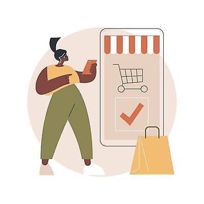 EPS 해외이미지 전신 라이프스타일 여자 일러스트 한명 들기 성인 스마트폰 쇼핑 종이봉투 가리킴 모바일쇼핑 온라인몰 성인여자한명만 해외일러스트 1 모션 봉투 사람 손짓 생활 핸드폰 스마트기기 온라인쇼핑 여자한명만 성인여자만 파일형식 벡터 이미지허브