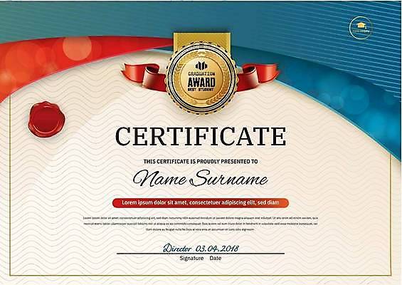 EPS 해외이미지 리본 일러스트 타이포그라피 사람없음 파란색 상패 메달 임명장 상장프레임 해외일러스트 문자 컬러 프레임 상_우승 상_상패 파일형식 벡터 이미지허브