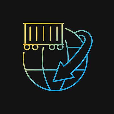 EPS 해외이미지 화살표 지구 일러스트 비즈니스 사람없음 파란색 빛 글로벌 노란색 컨테이너 무역 네온 그라데이션 네온아트 해외일러스트 산업 컬러 파일형식 벡터 이미지허브