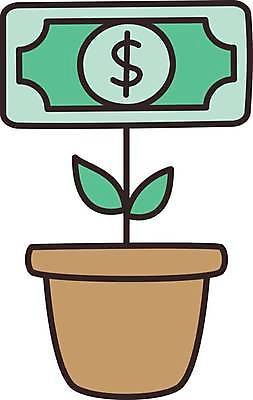 EPS 해외이미지 식물 화분 지폐 돈 일러스트 사람없음 금융 해외일러스트 경제 재산 파일형식 벡터 이미지허브