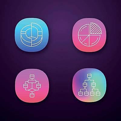 EPS 해외이미지 일러스트 그래프 사람없음 컬러풀 정보 어플리케이션 분석 원그래프 그라데이션 해외일러스트 컬러 컨셉 파일형식 벡터 이미지허브