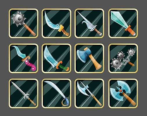 EPS 해외이미지 무기 일러스트 사람없음 그래픽 다양 게임 칼 오브젝트 소재 도끼 단검 양날도끼 엘리먼트 해외일러스트 다수 놀이 검 파일형식 벡터 이미지허브